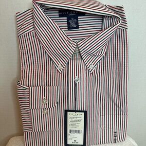 Ivy Crew Men's Striped Dress Long Sleeve Shirt - Red, White, Grey- Medium